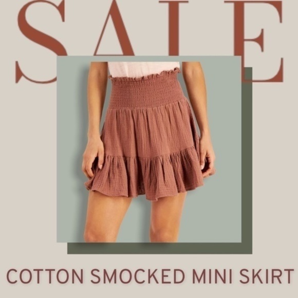 Vanilla Star Dresses & Skirts - Vanilla Star Juniors' Cotton Smocked Mini Skirt